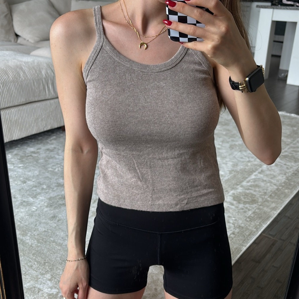 Women's Tan Sweater tank top knit don’t ask why